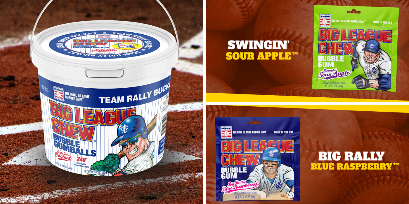 Big League Chew Rally Bucket and pouch mockups by GOGO.