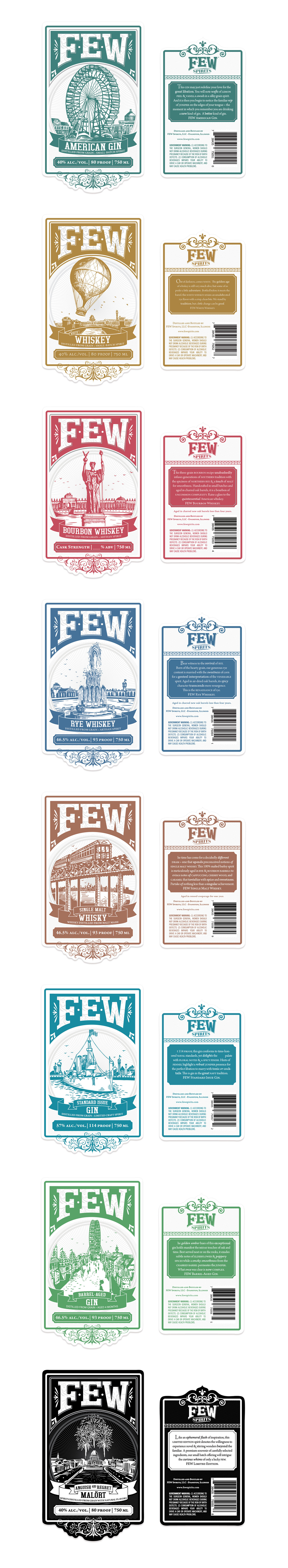 Few Spirits Whiskey, Gin, Rye and Bourbon Labels by GOGO