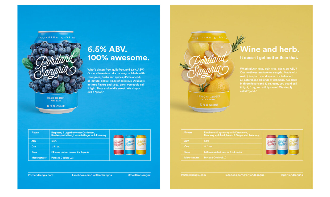Sales sheets for Portland Sangria by GOGO Agency