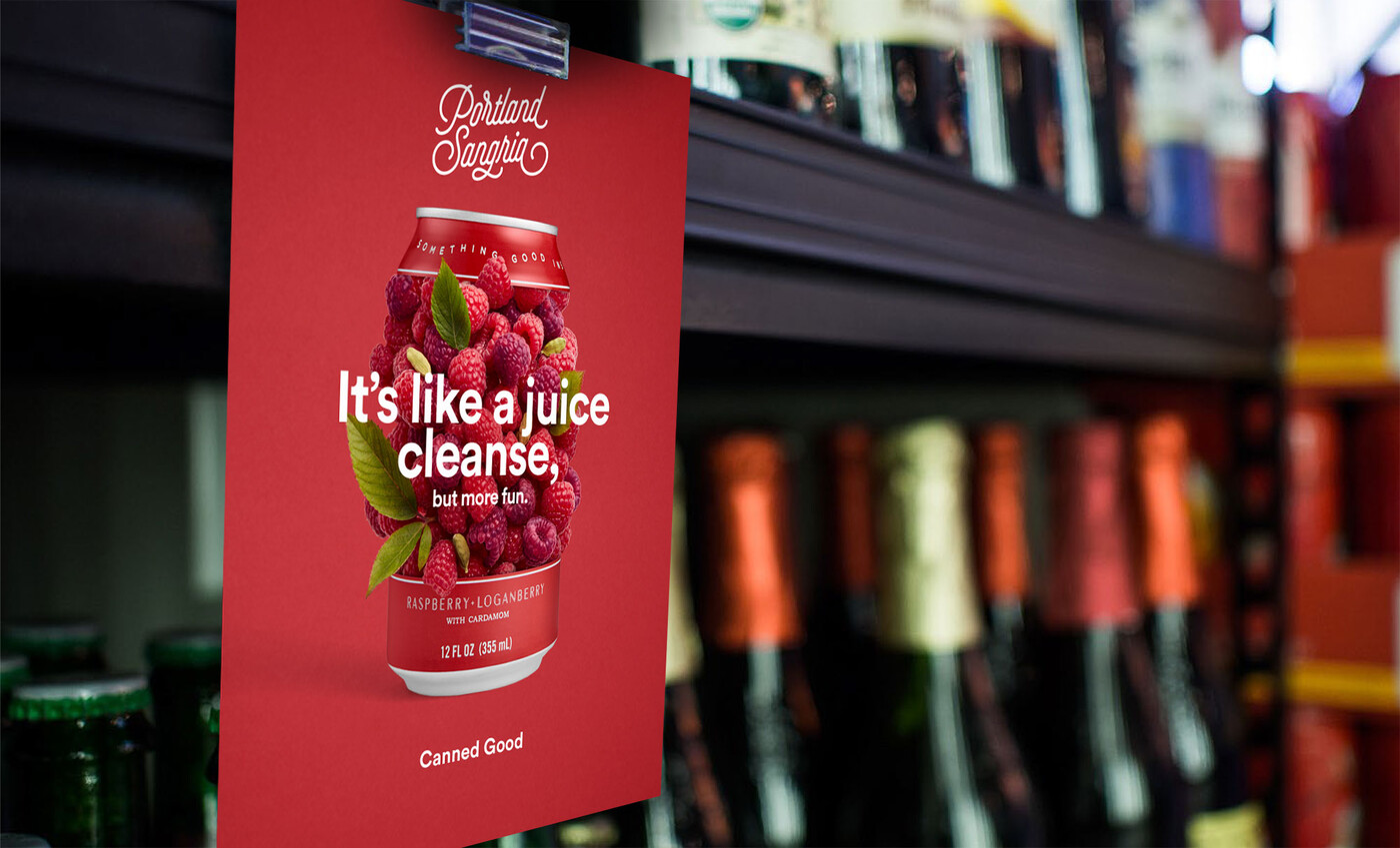 Portland Sangria grocery hang tags by GOGO Studio