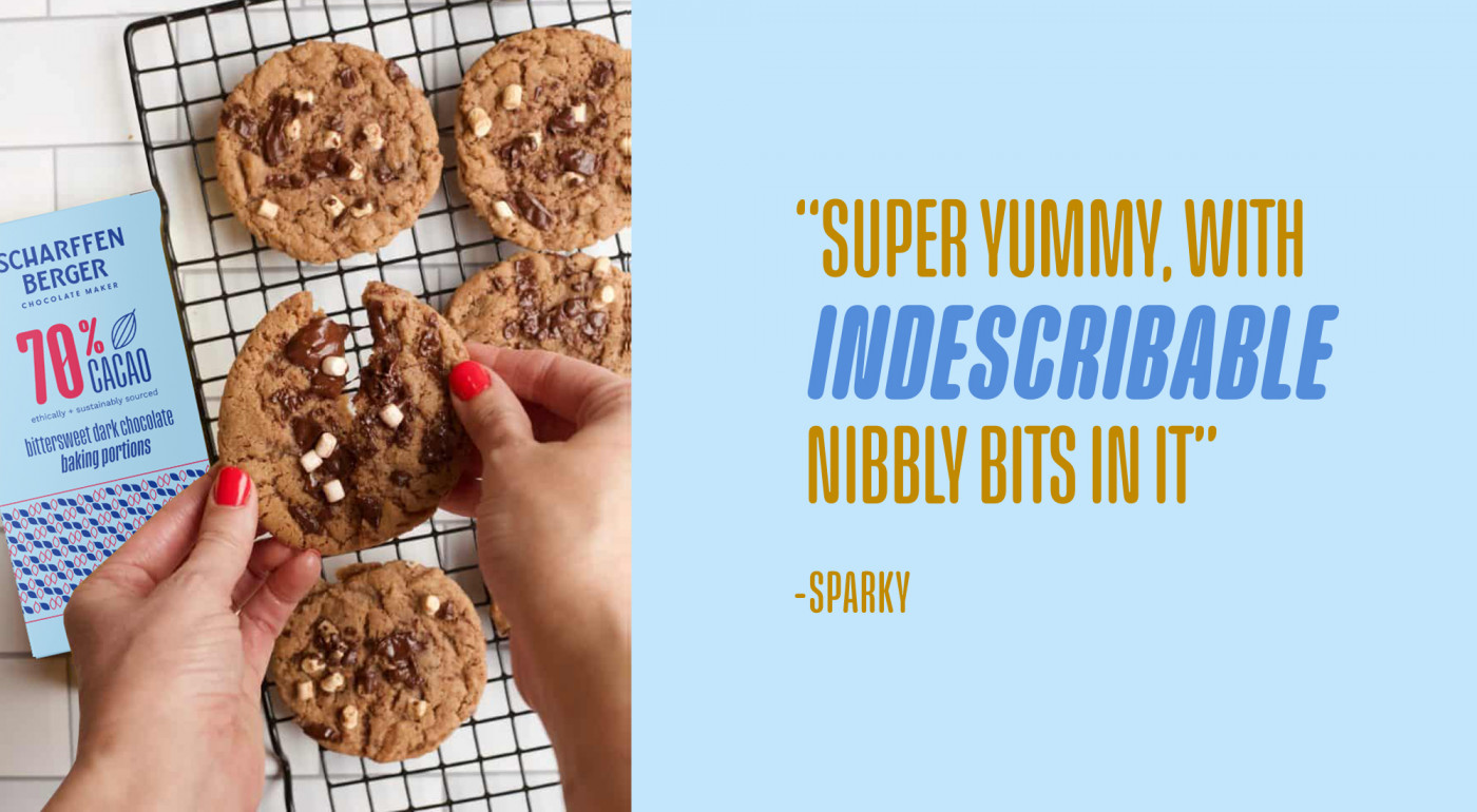 Scharffen Berger Chocolate makes great cookies, editorial content by GOGO Brand Studio.
