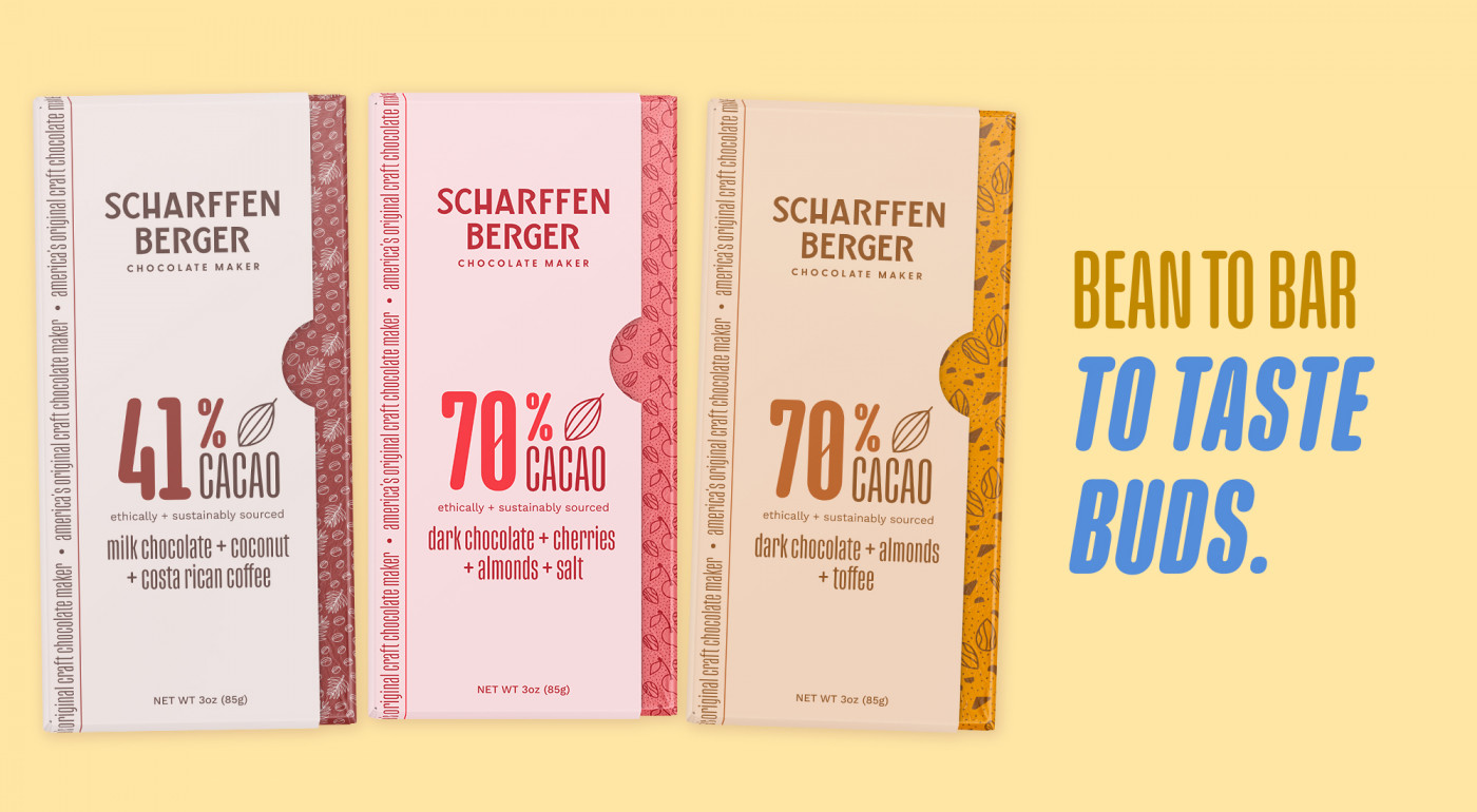 Lawrence Neisler and Diana Kaneva from GOGO Brand Studio designed new luxury packaing for Scharffen Berger Chocolate Maker